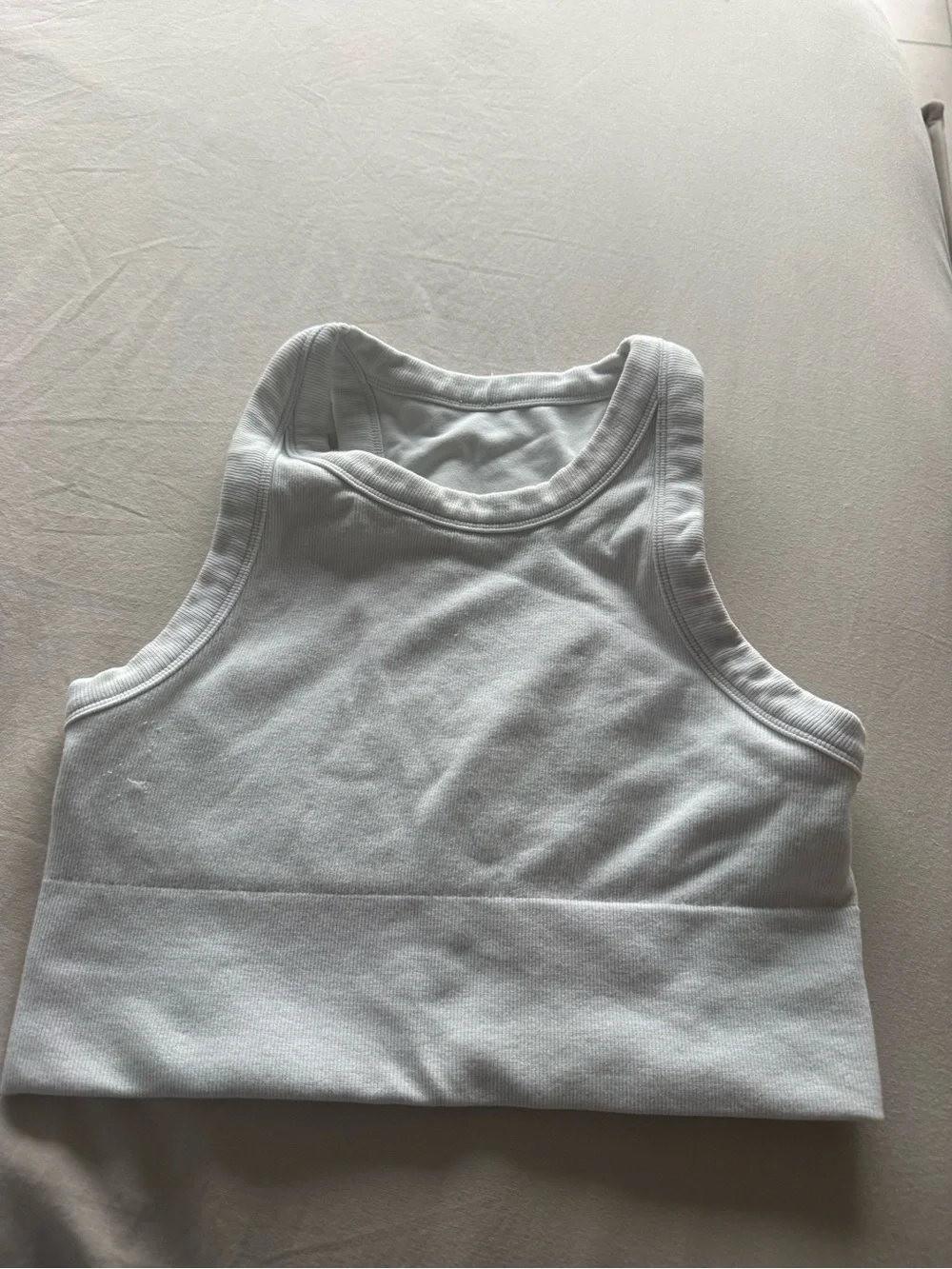 ALO Yoga White Ribbed Racerback Crop Tank